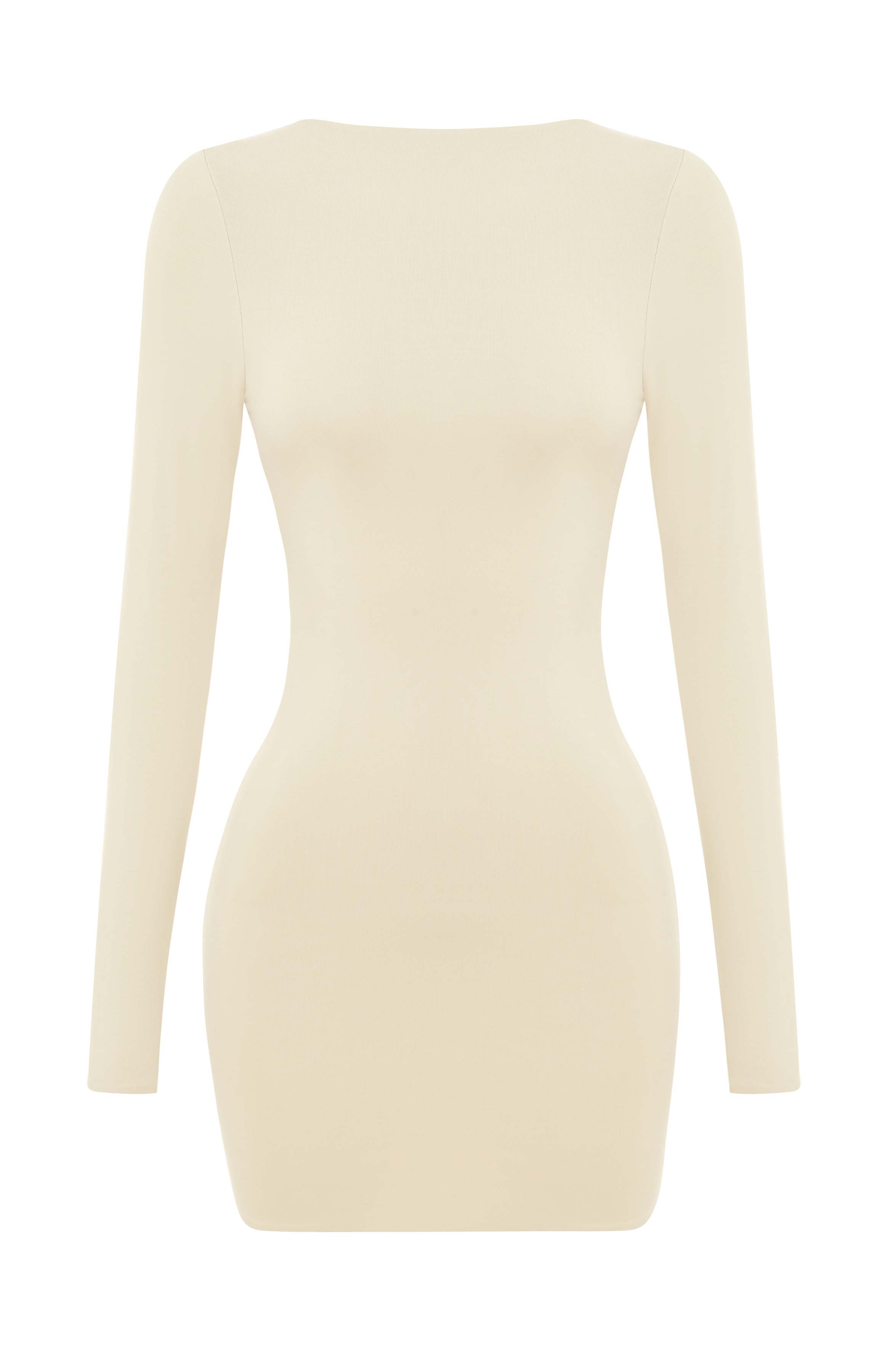 Liana Mini Dress in Cream - Stretchy Double-Layered Modal
