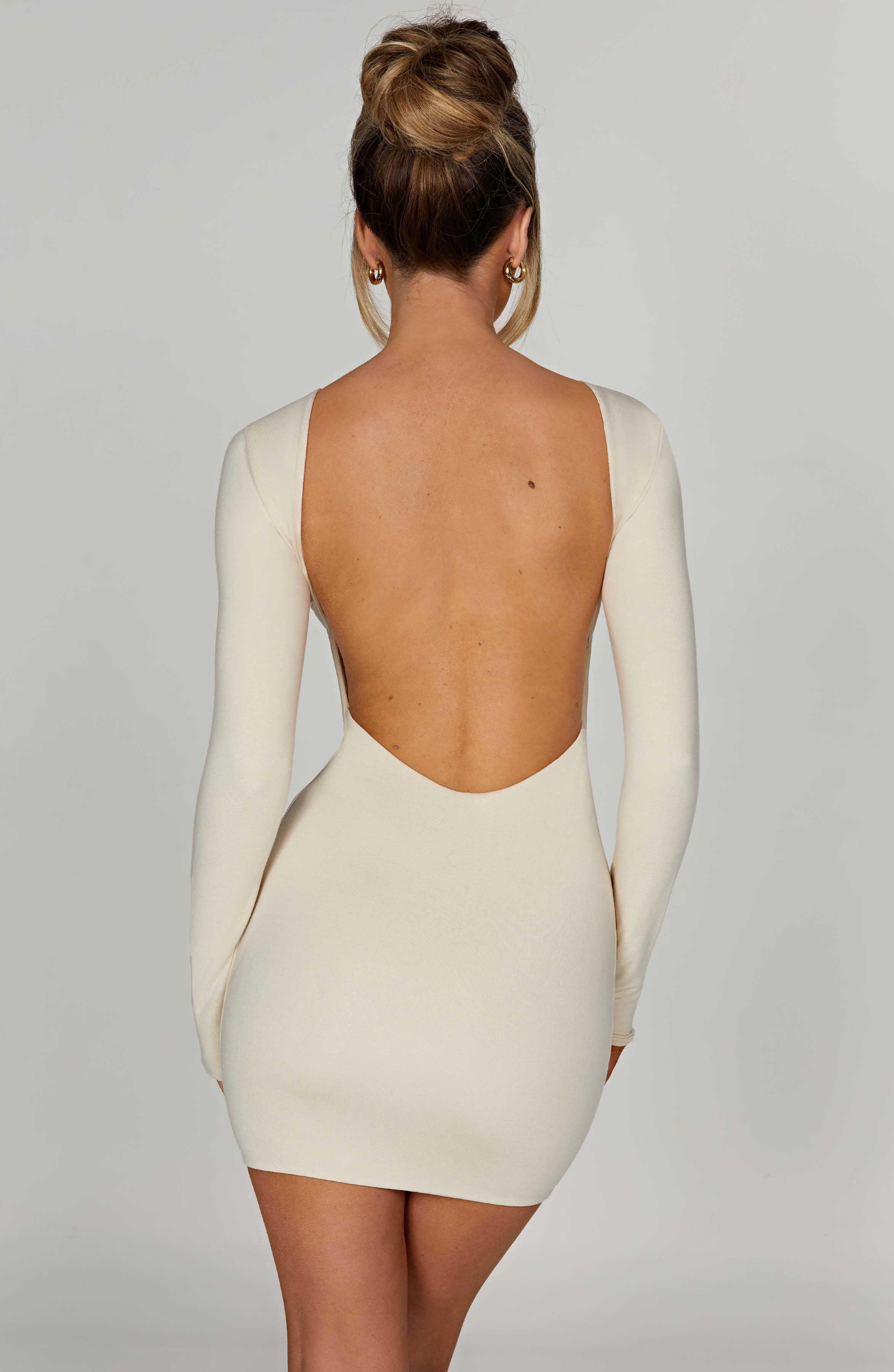 Liana Mini Dress in Cream - Stretchy Double-Layered Modal