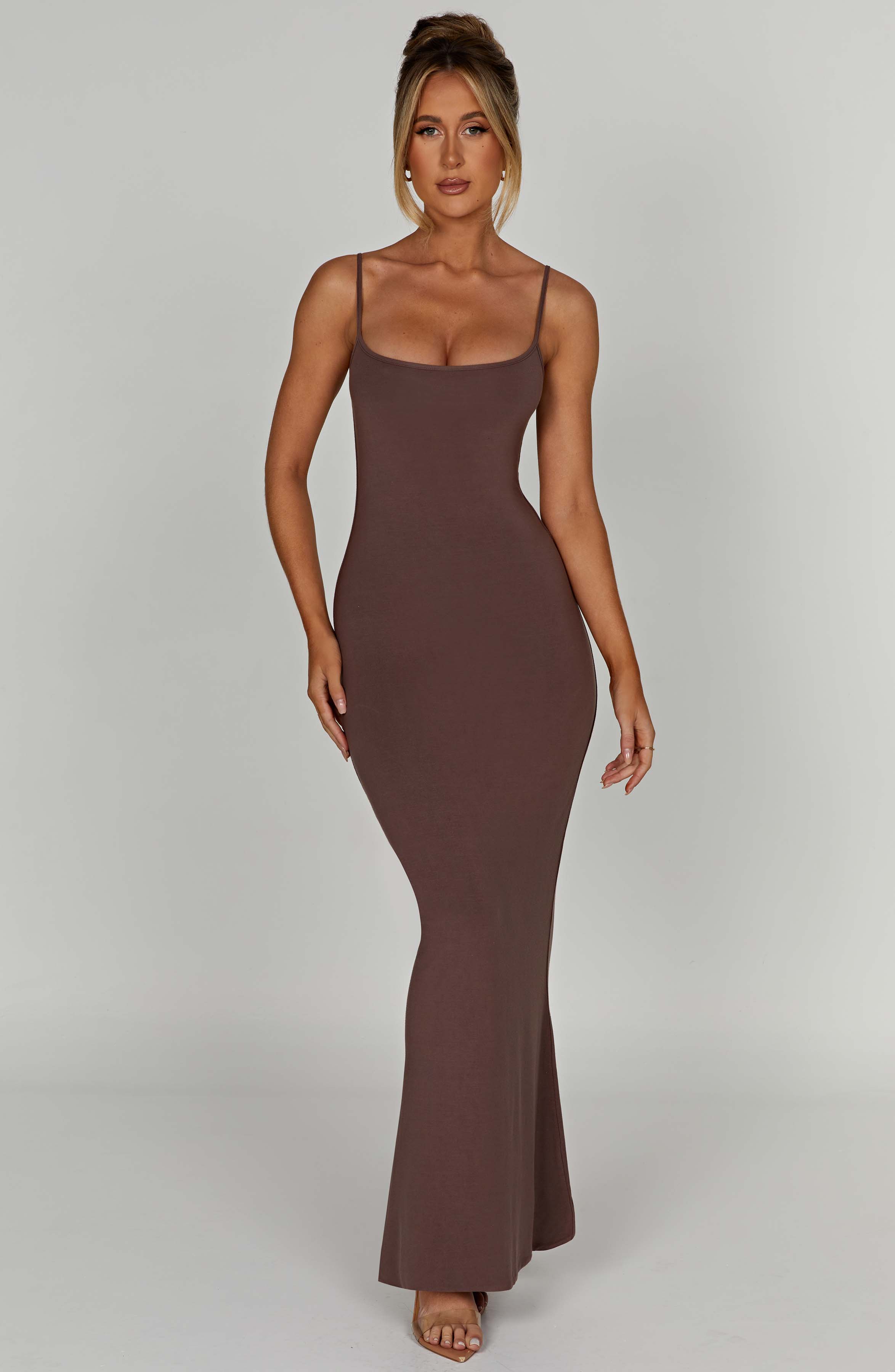 Saskia Chocolate Maxi Dress - Double-Lined & Buttery Soft
