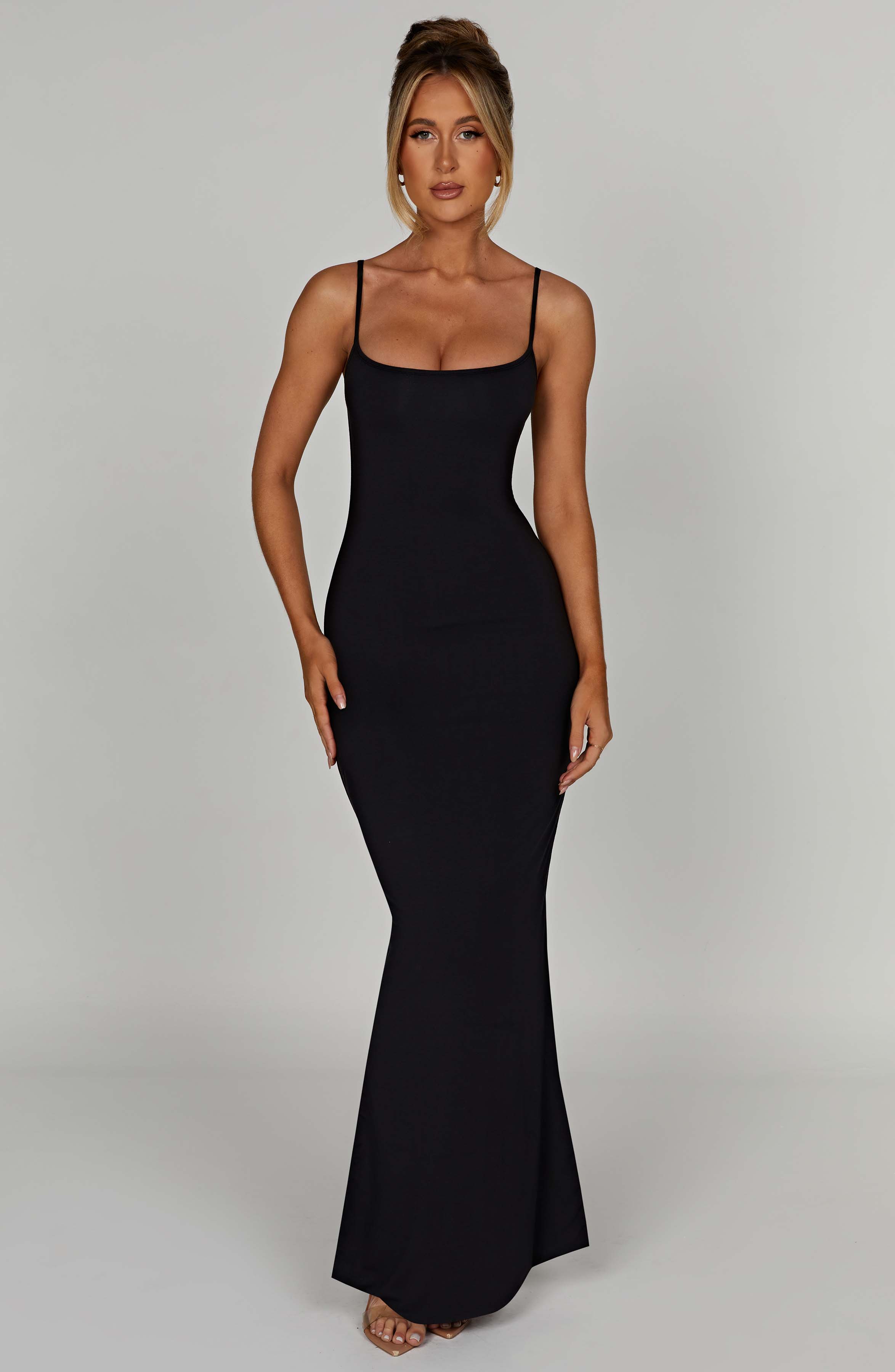 Saskia Black Maxi Dress - Double-Lined & Form-Fitting