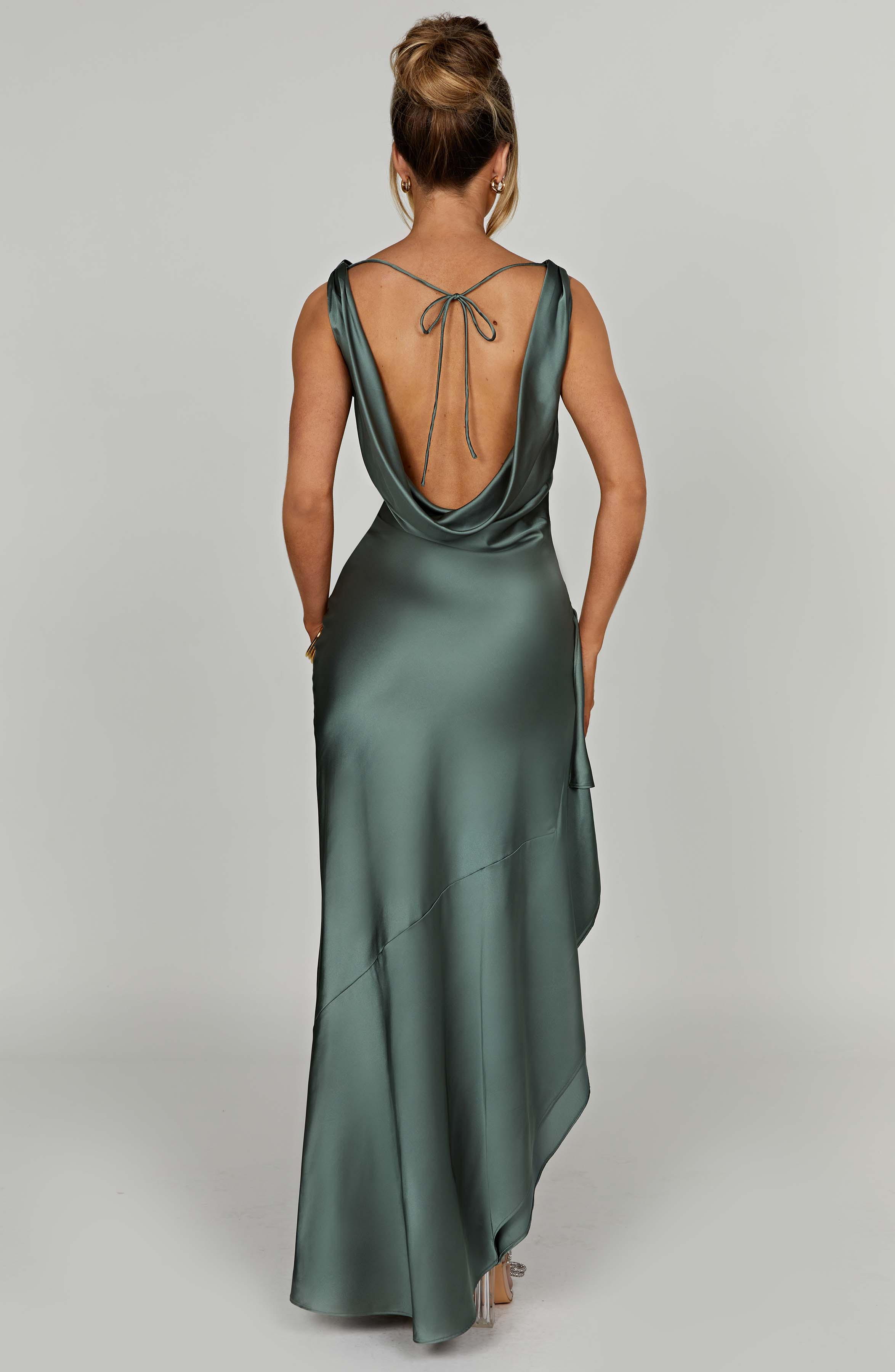 Sage Off Shoulder Marilyn Maxi Dress with Thigh Split