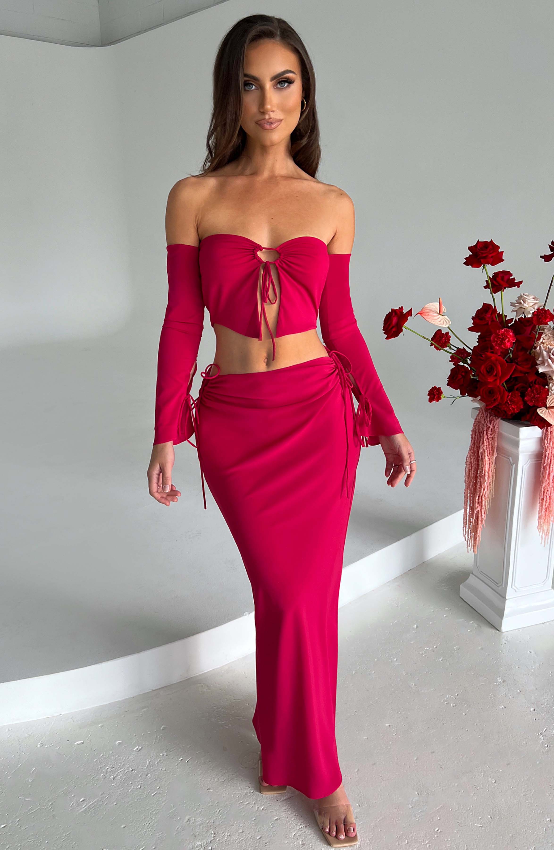 Tana Pink Georgette Satin Maxi Skirt with Tie Detail