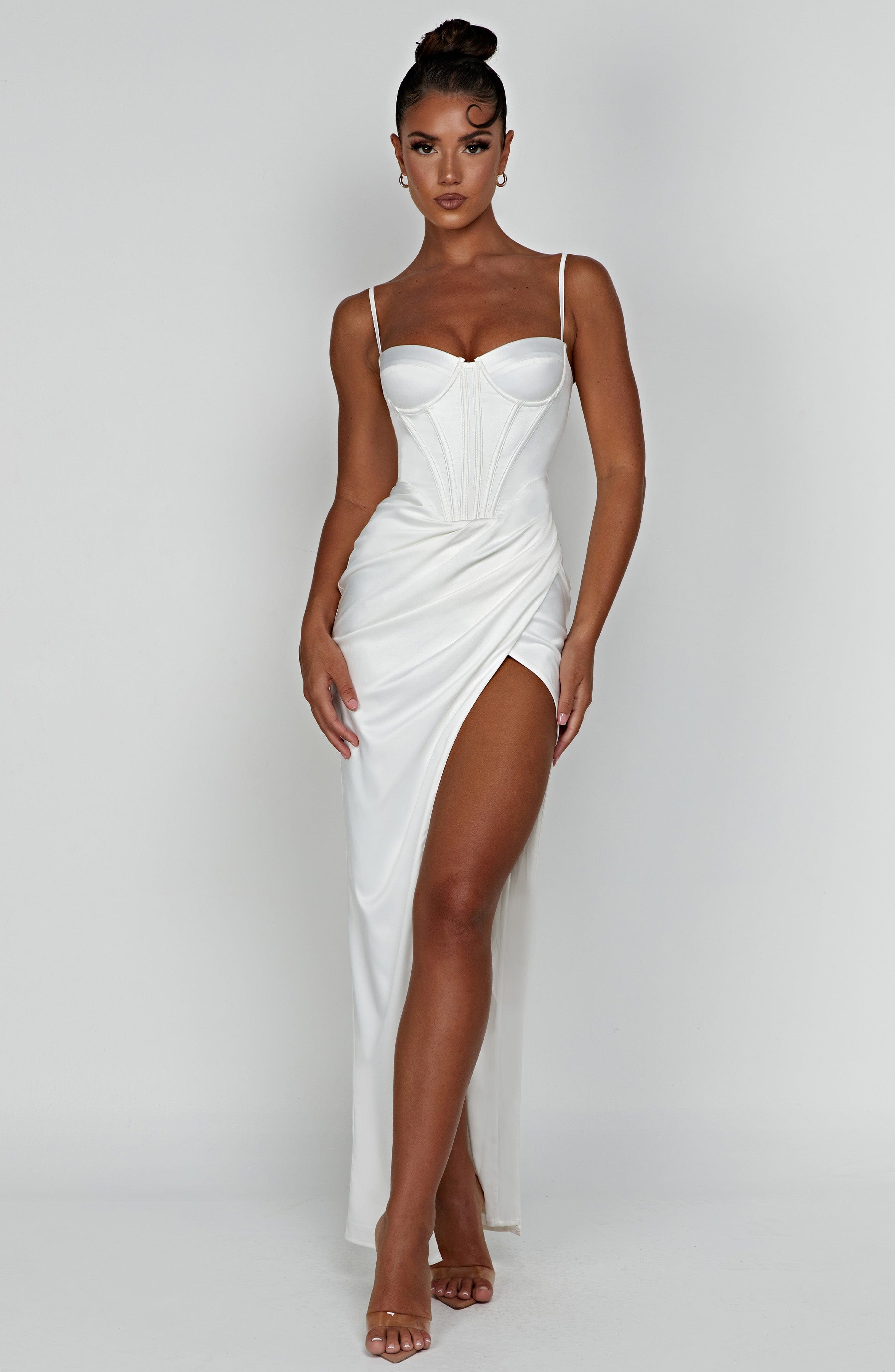 Despina Ivory Corset Maxi Dress for Weddings & Proms