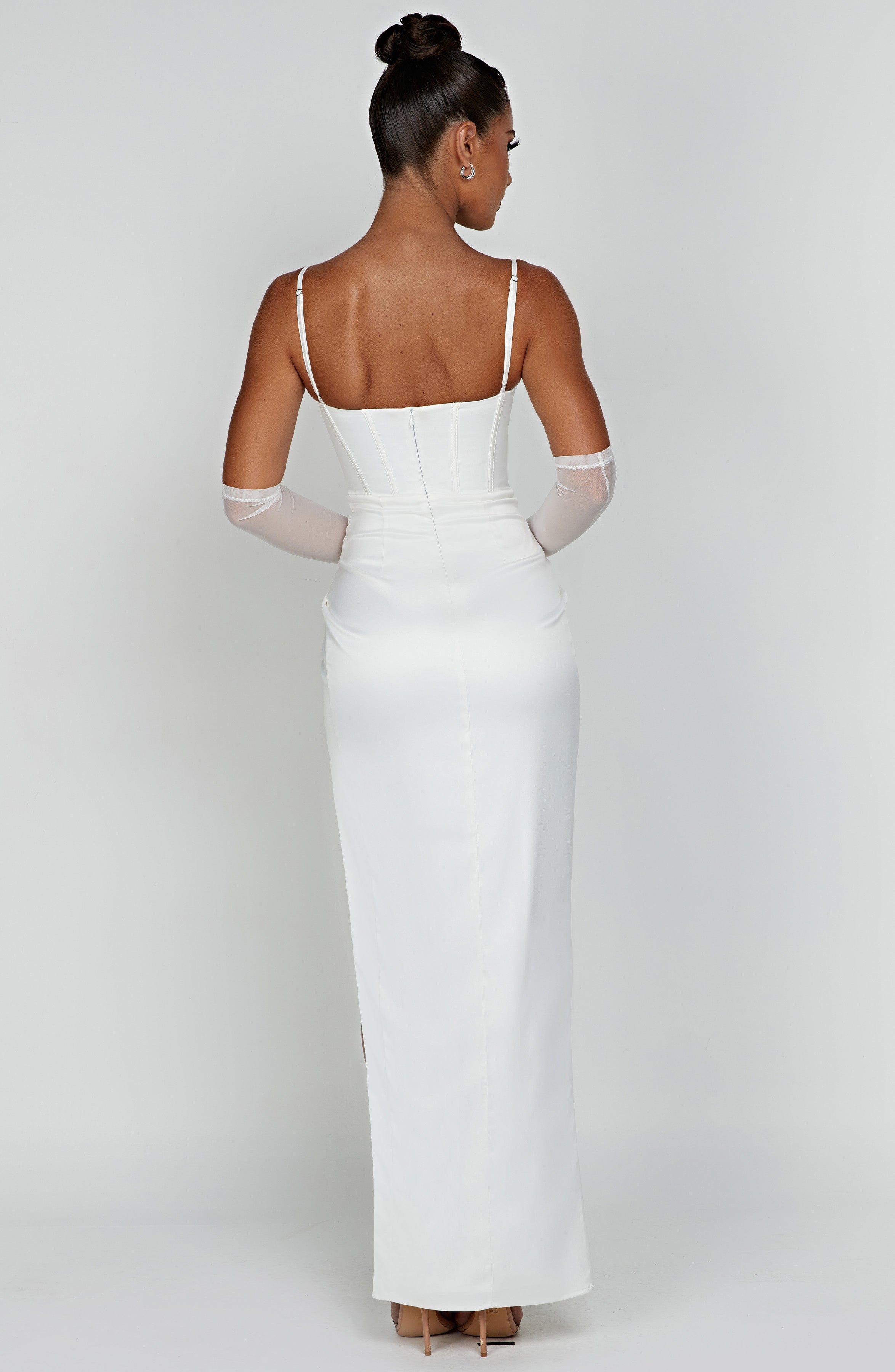 Despina Ivory Corset Maxi Dress for Weddings & Proms