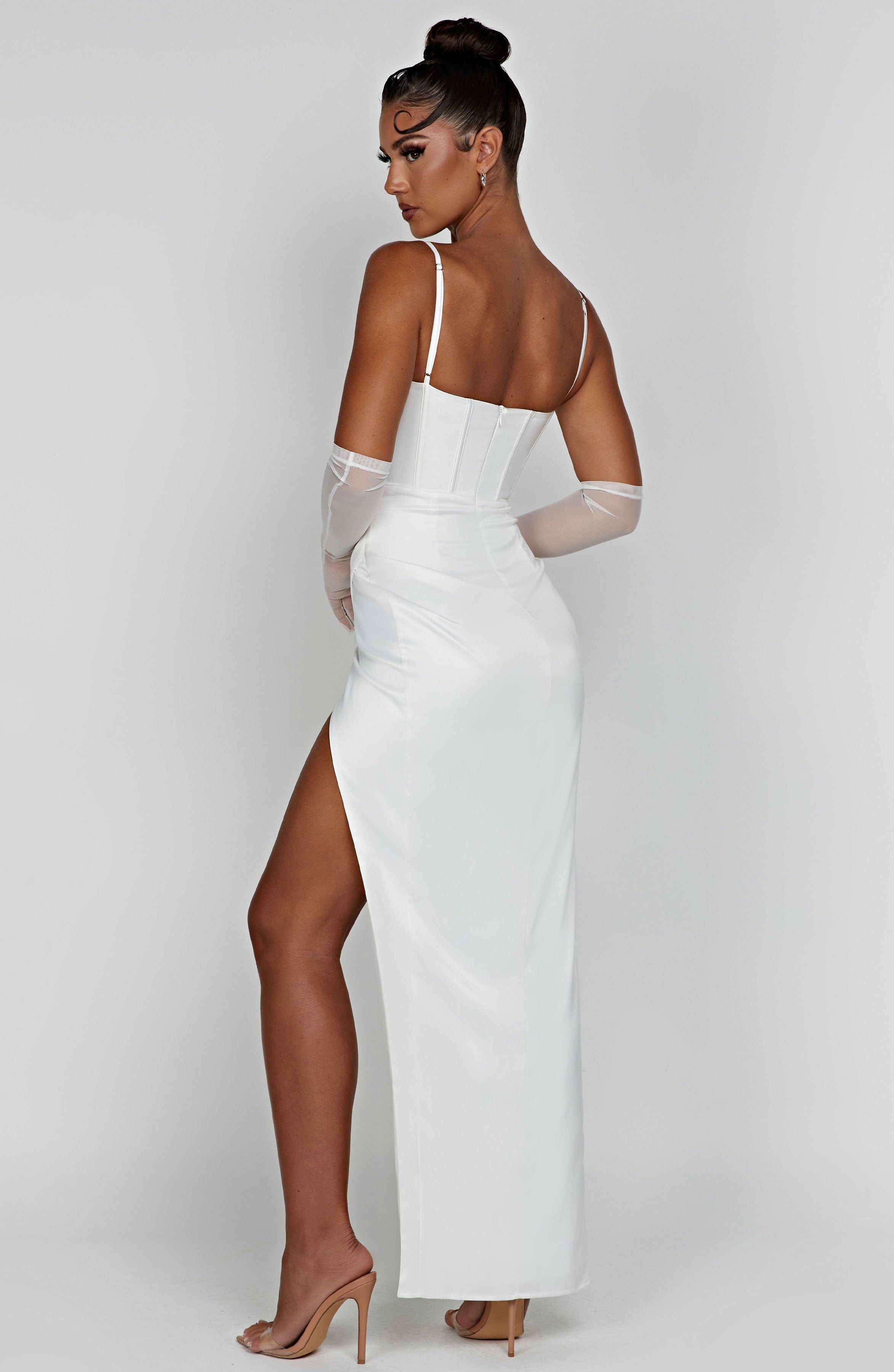Despina Ivory Corset Maxi Dress for Weddings & Proms
