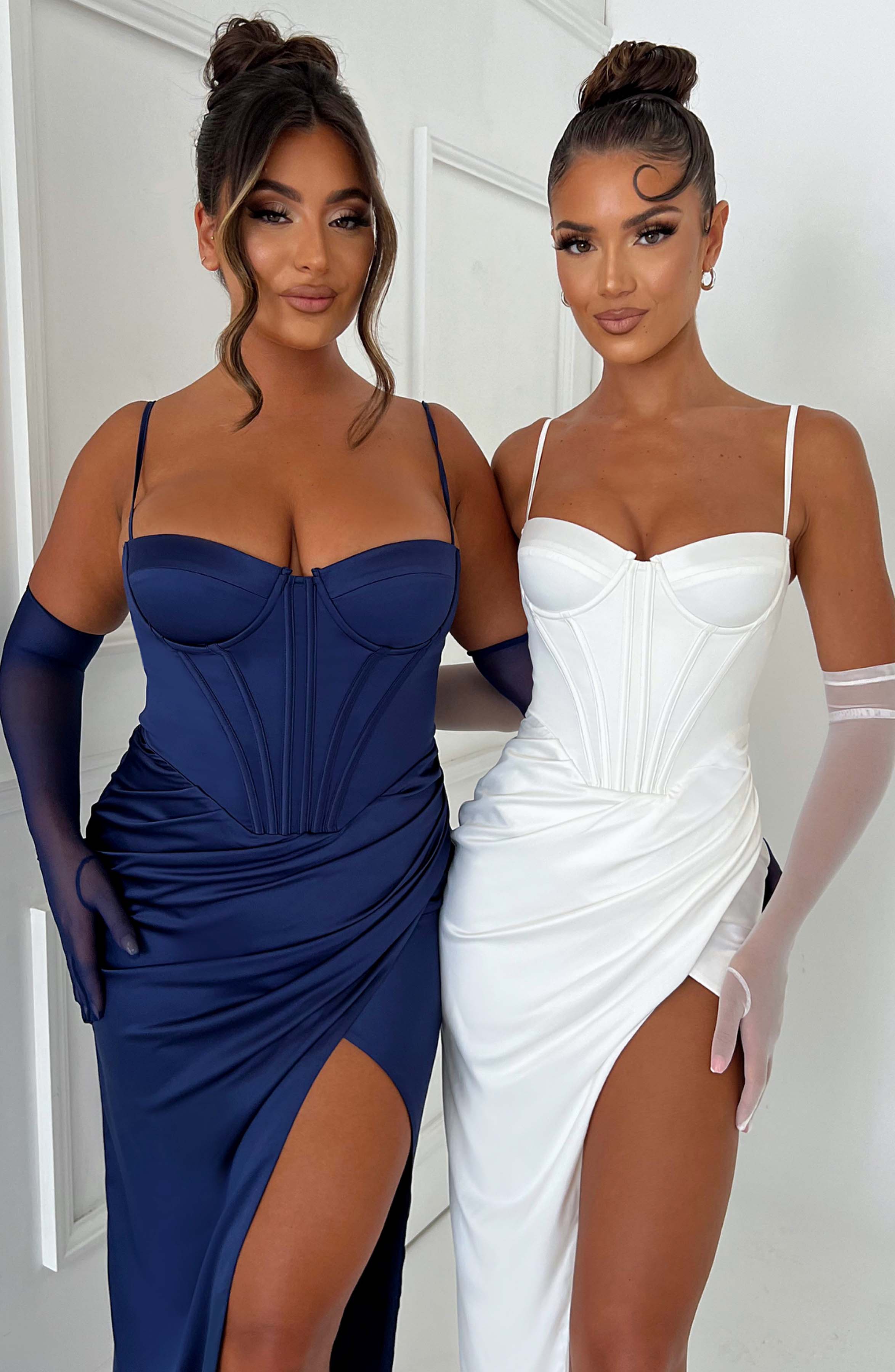 Despina Ivory Corset Maxi Dress for Weddings & Proms