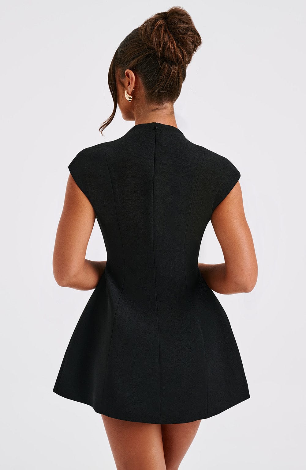 Suri Black Mini Dress with Plunge Neckline & Pockets