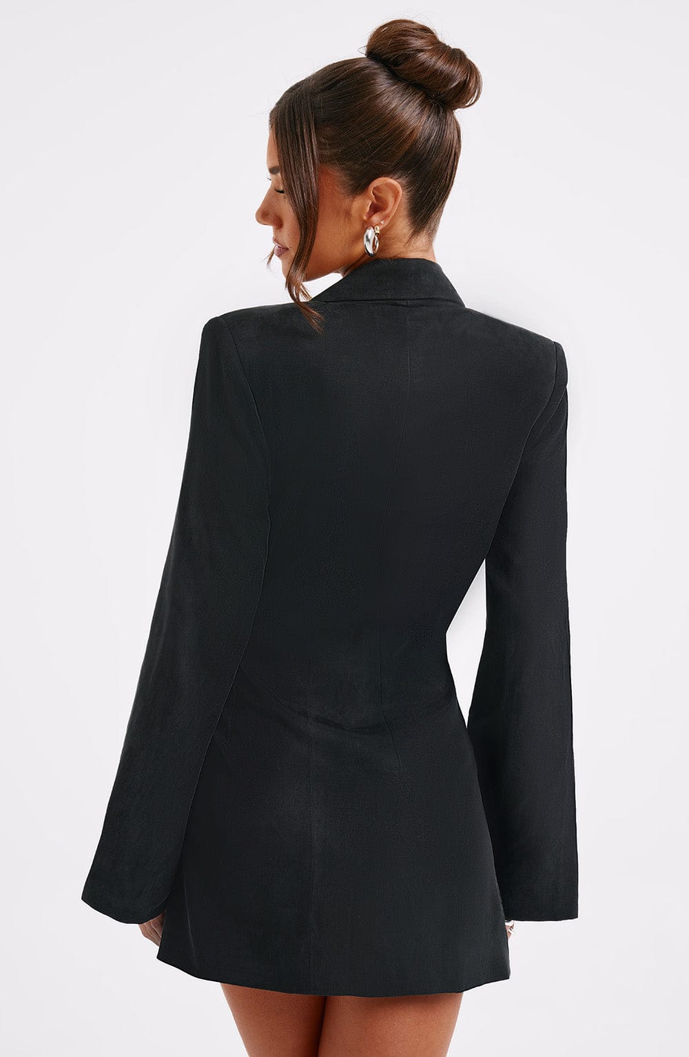 Black Blazer Mini Dress with Bow Detail - Jalena