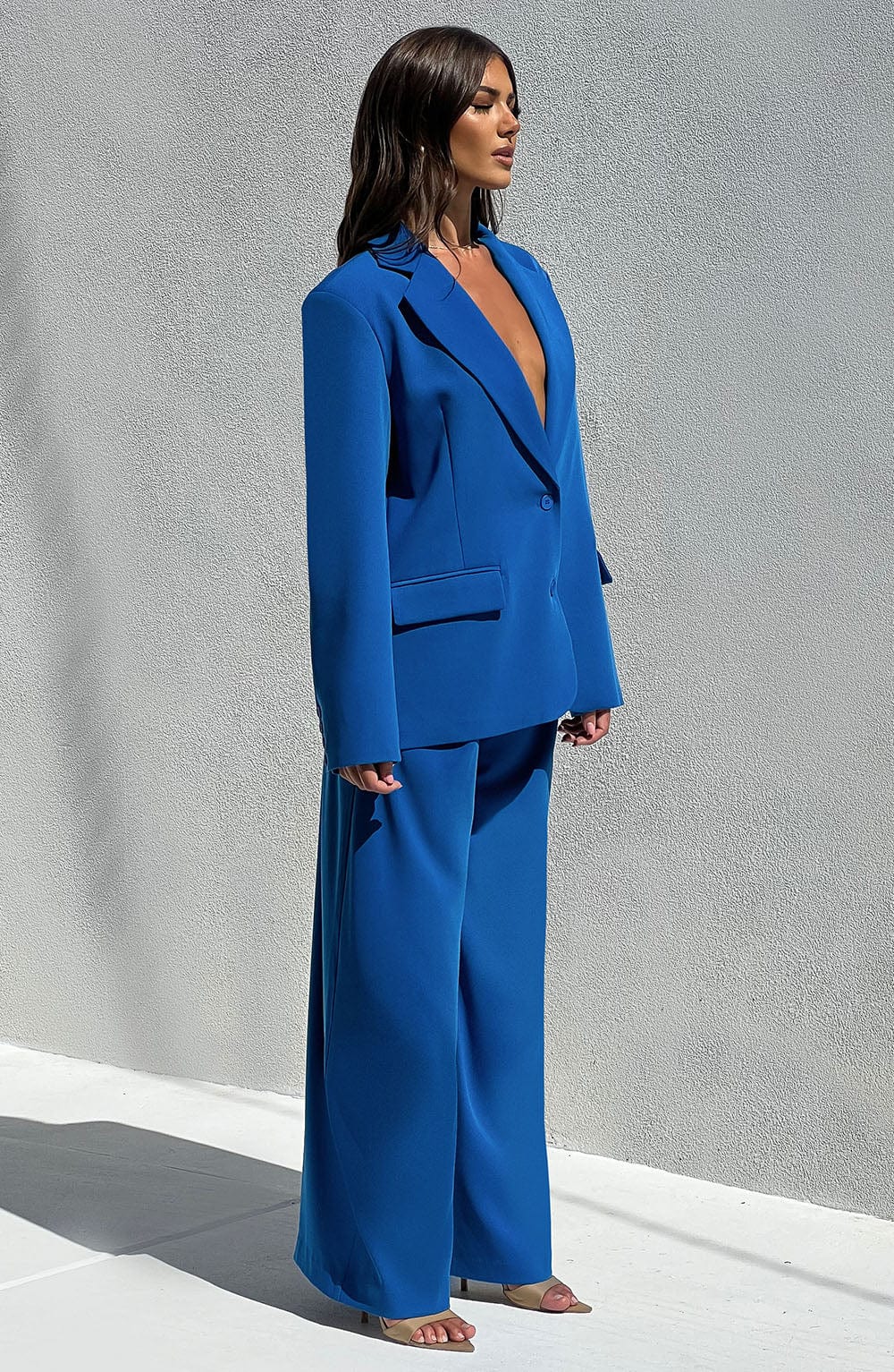 Noa Blue Oversized Blazer - Premium Tailored Lapel Jacket