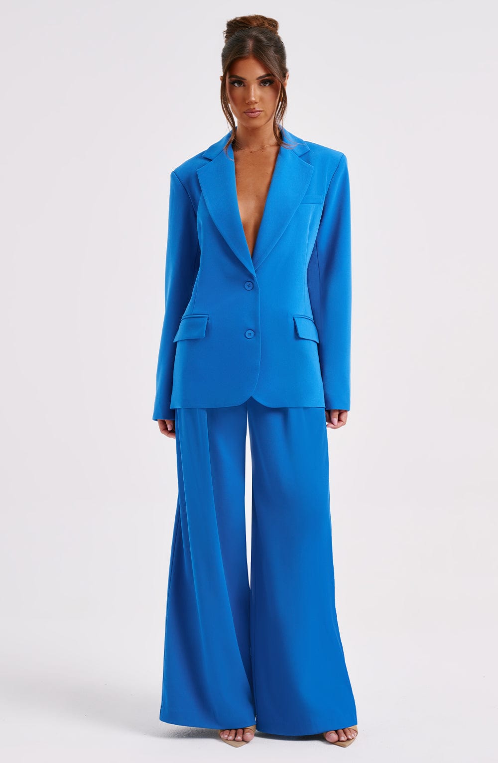 Noa Blue Oversized Blazer - Premium Tailored Lapel Jacket