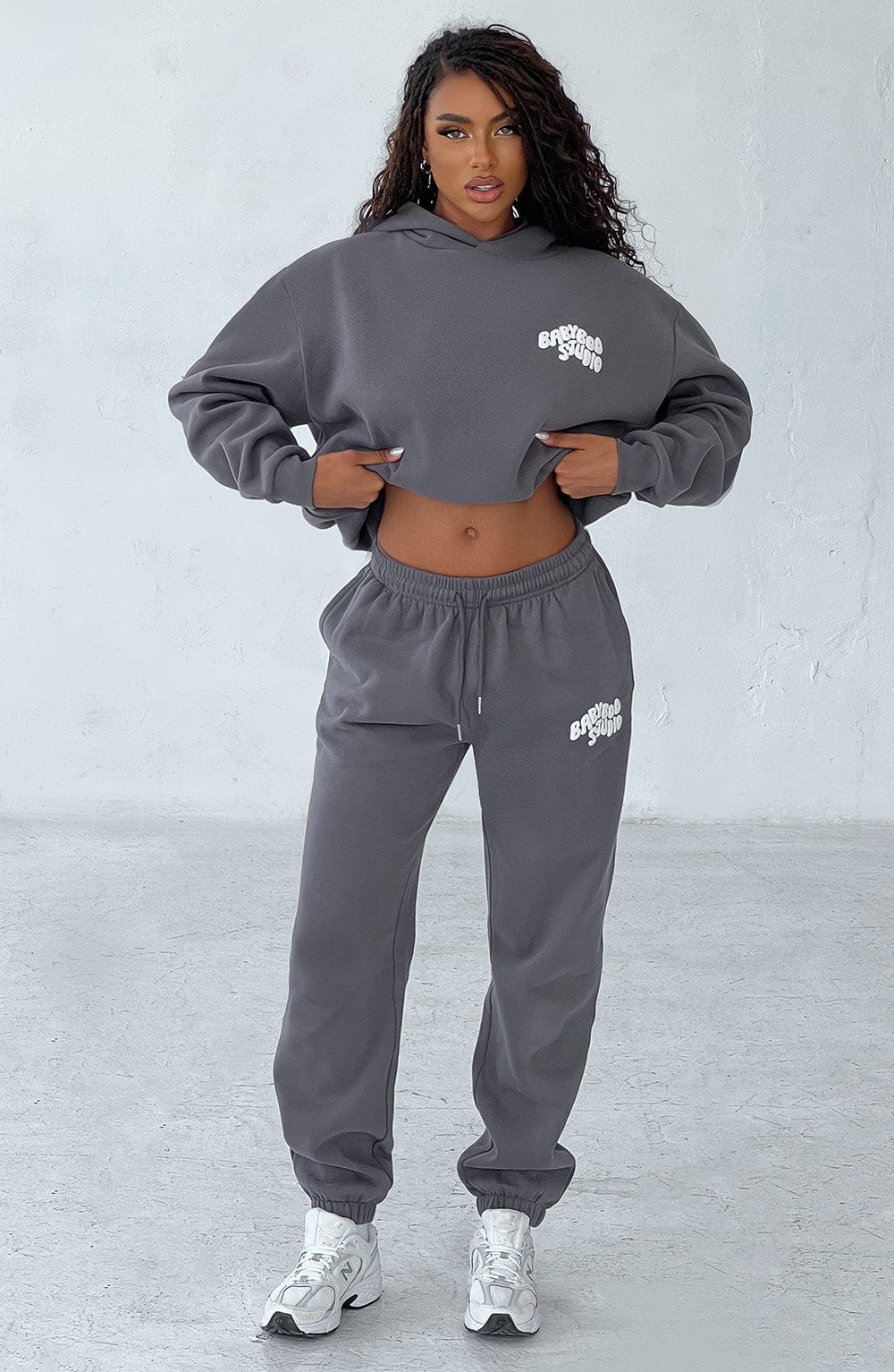Babyboo Studio Oversized Sweatpants - Charcoal/White Fleece Cotton