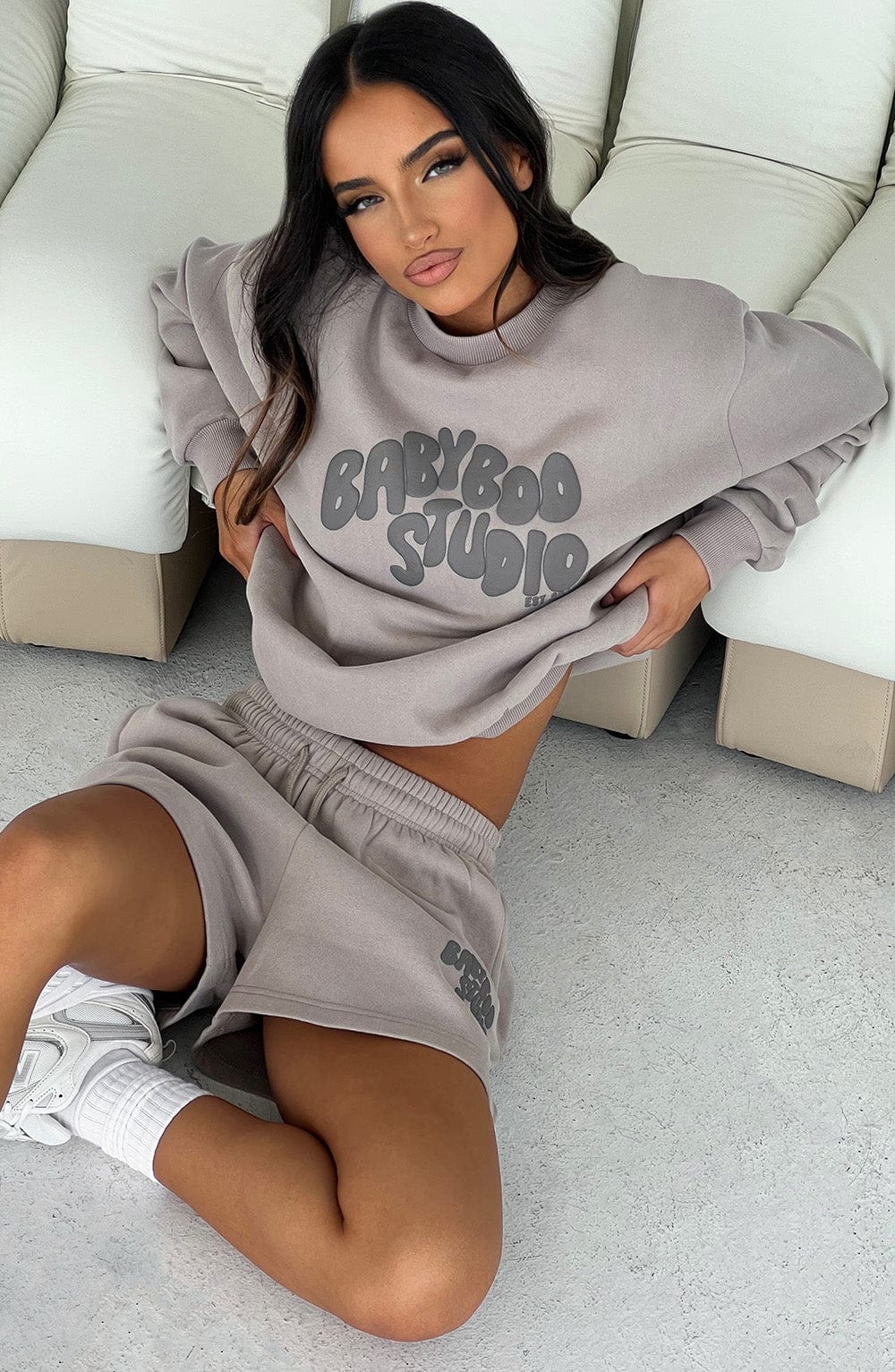 Babyboo Studio Oversized Sweatshirt - Mocha Charcoal Cotton Fleece