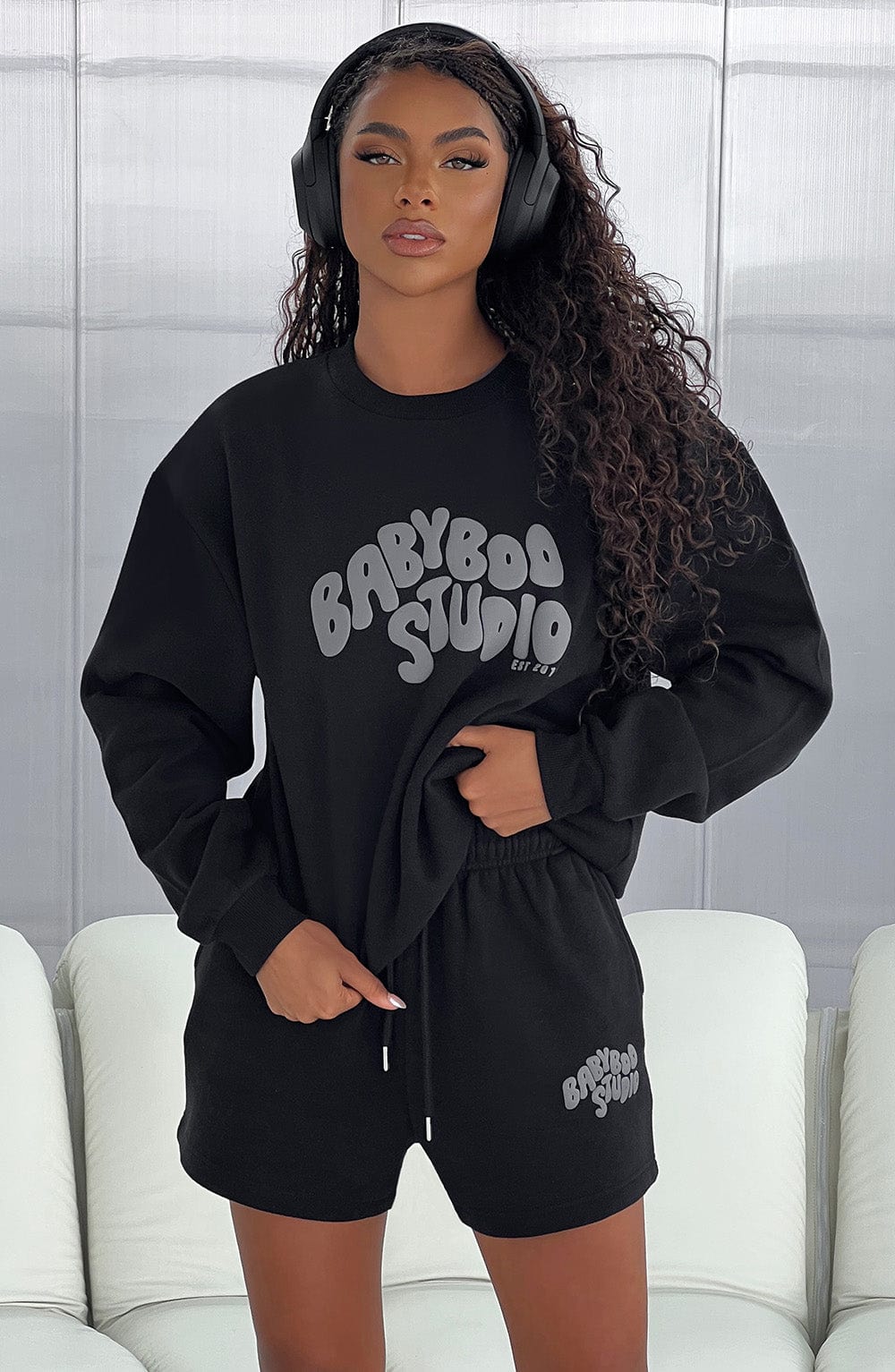 Babyboo Studio Oversized Fleece Sweatshirt - Black/Charcoal