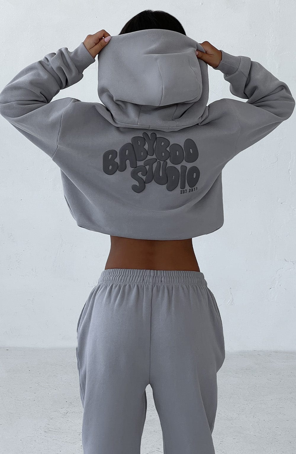 Babyboo Studio Oversized Cotton Hoodie - Grey Charcoal Fleece