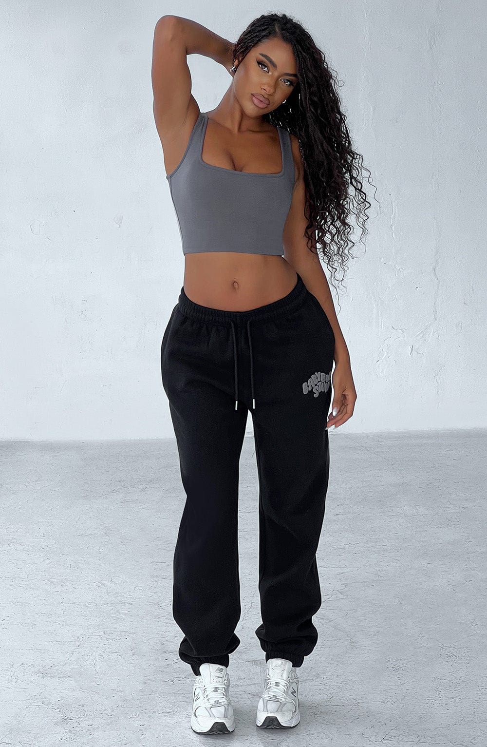 Charcoal Square Neck Crop Top - Bodycon Stretch Jersey