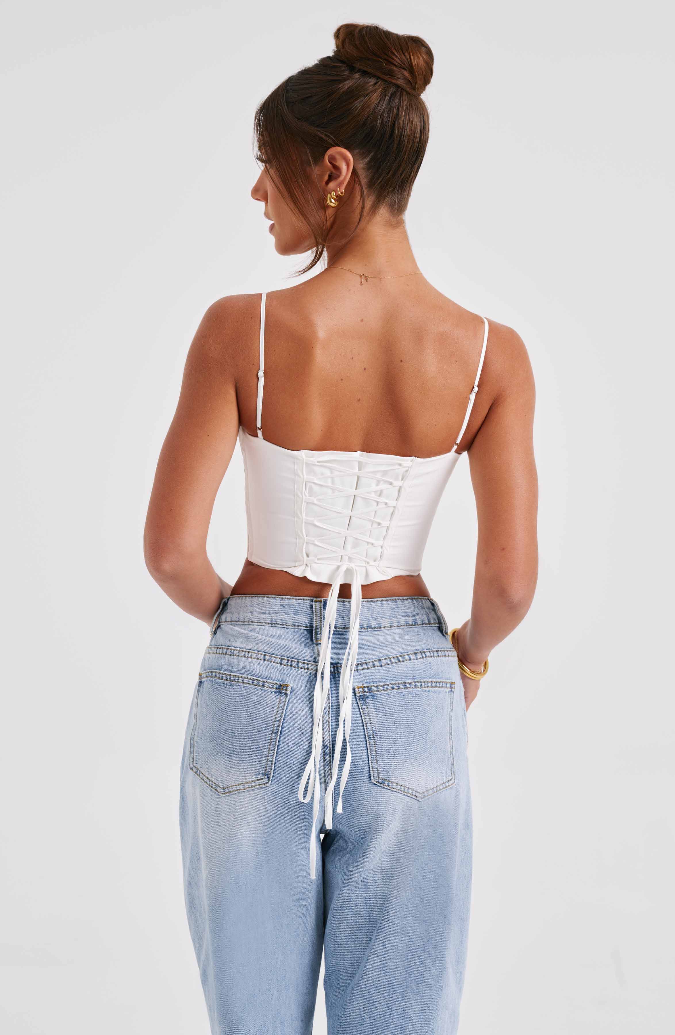 Ivory Clara Corset - Boned Cotton Underwire Bustier Top