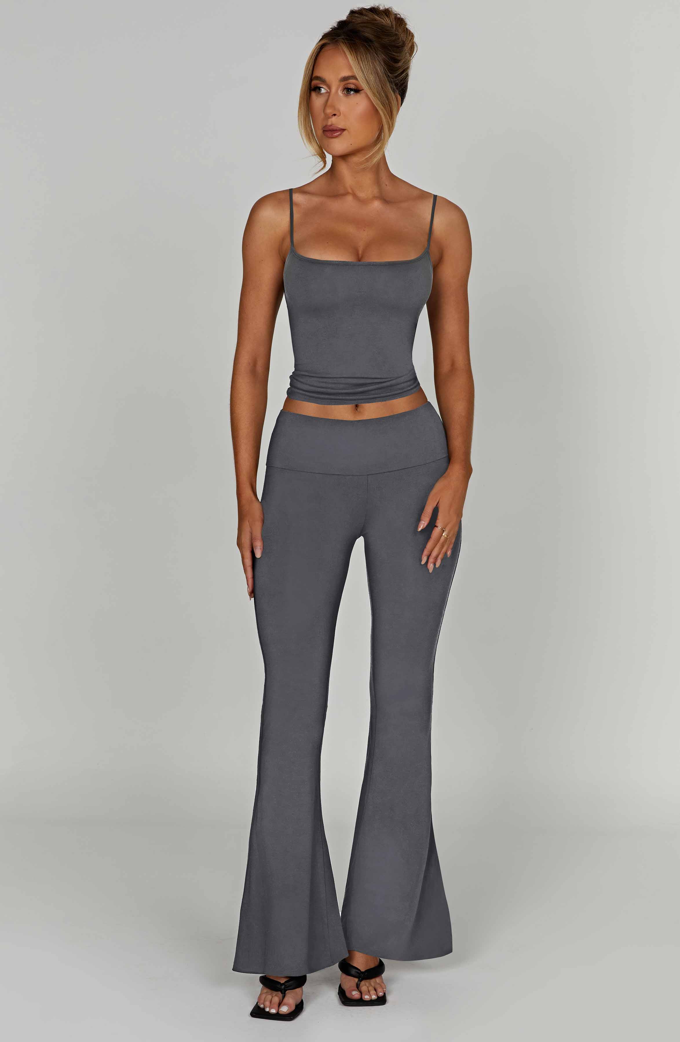 Heidi Yoga Pants - Charcoal Wide Leg, Buttery Soft Modal