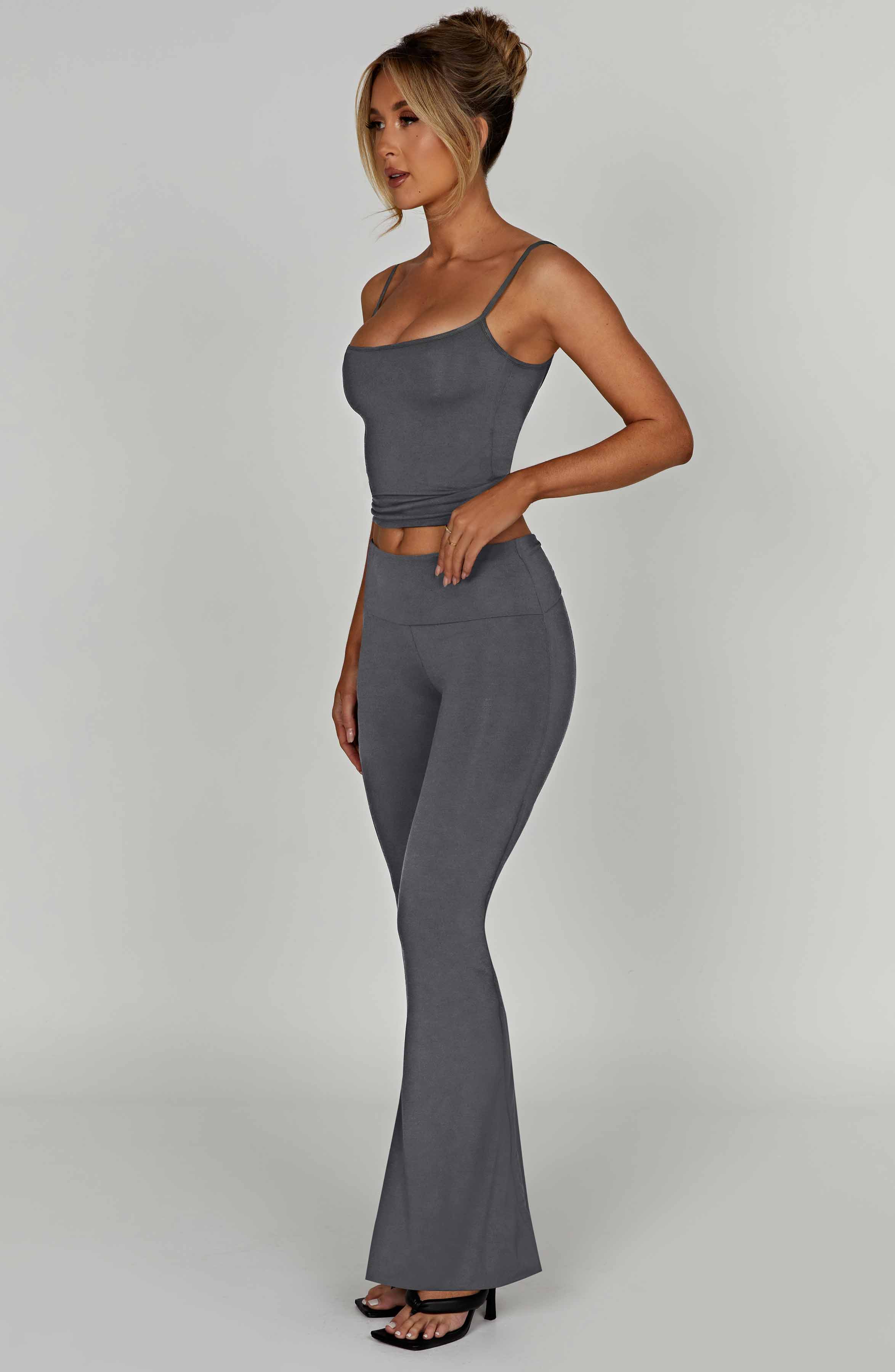 Heidi Yoga Pants - Charcoal Wide Leg, Buttery Soft Modal