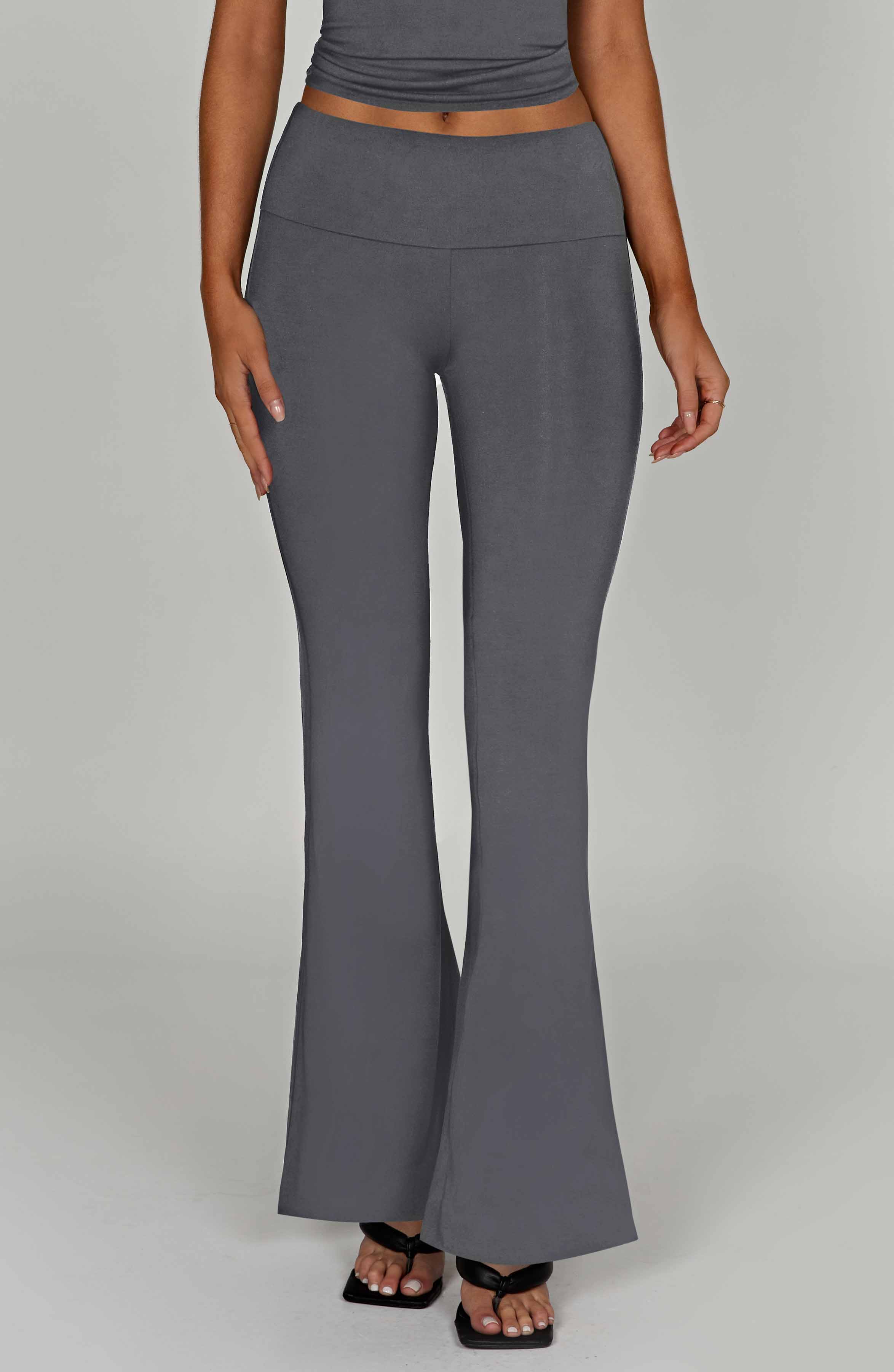 Heidi Yoga Pants - Charcoal Wide Leg, Buttery Soft Modal