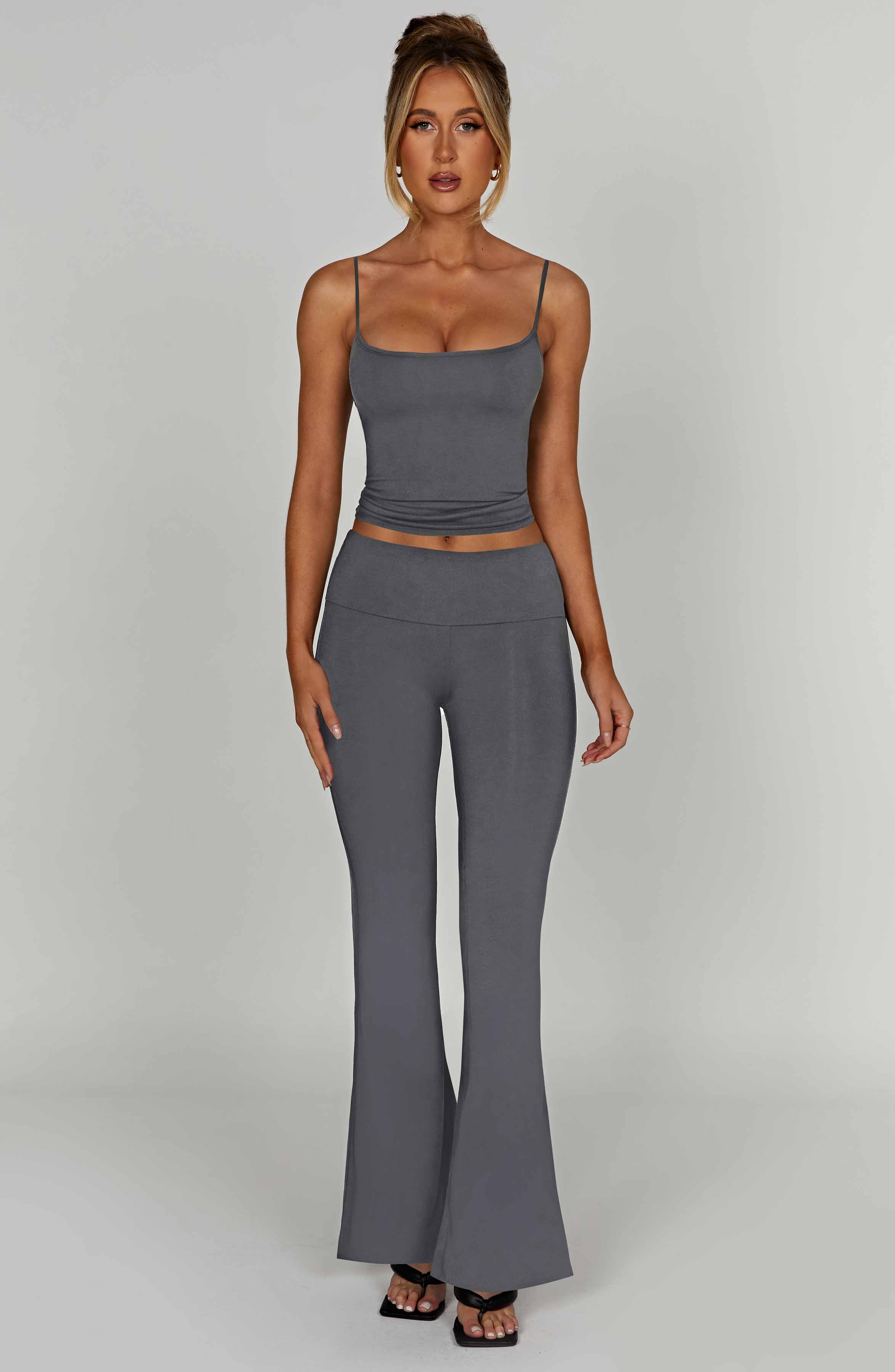 Heidi Yoga Pants - Charcoal Wide Leg, Buttery Soft Modal