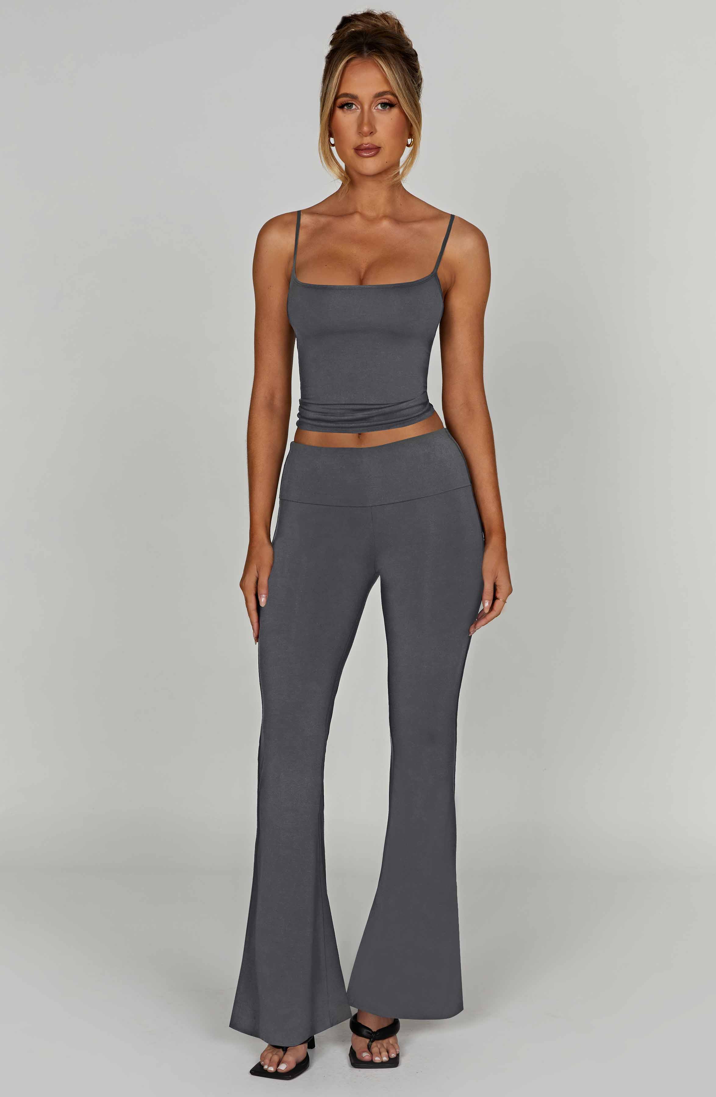 Heidi Yoga Pants - Charcoal Wide Leg, Buttery Soft Modal
