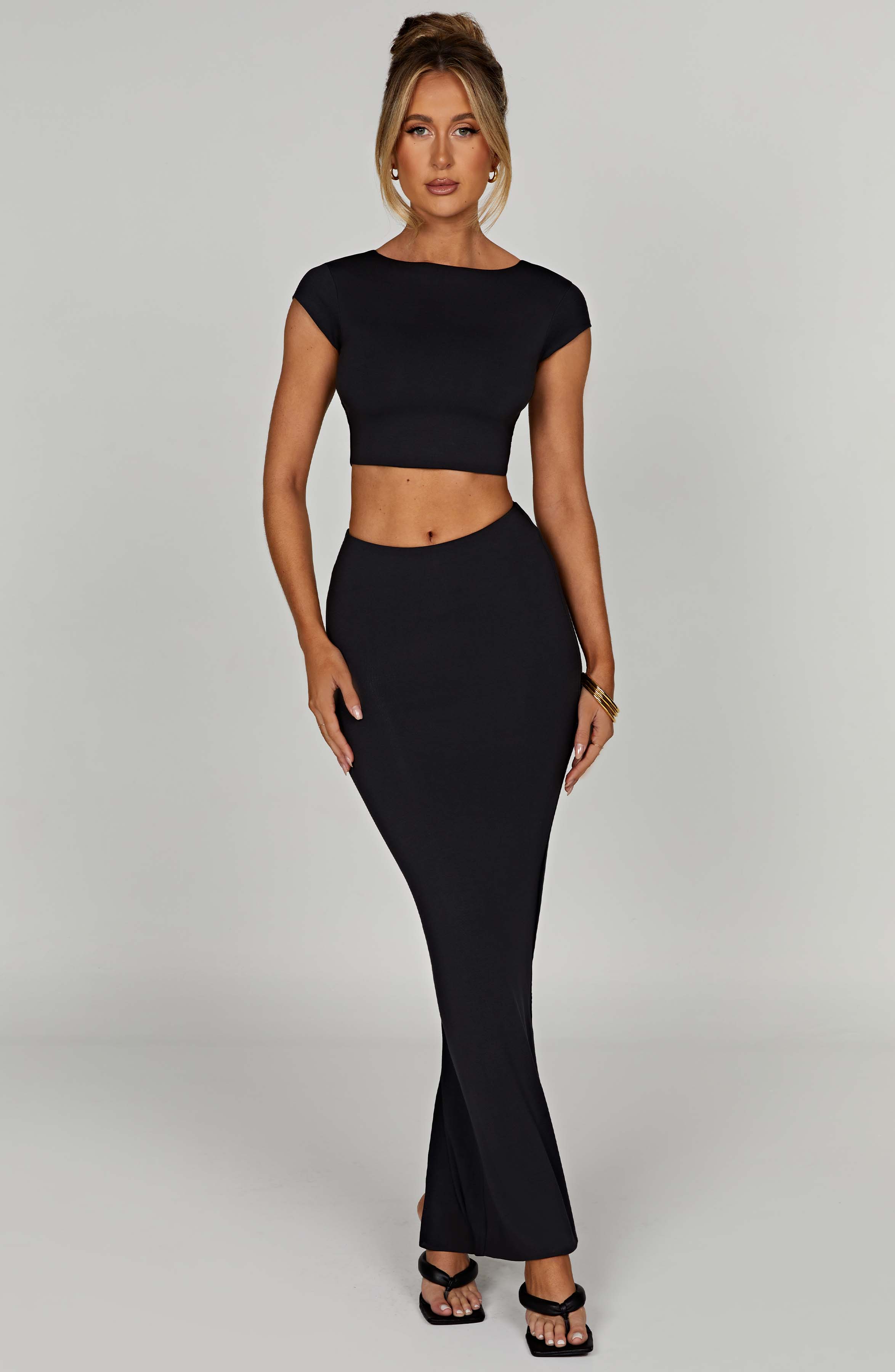 Yazmin Black Maxi Skirt - Soft Stretch Modal Fabric